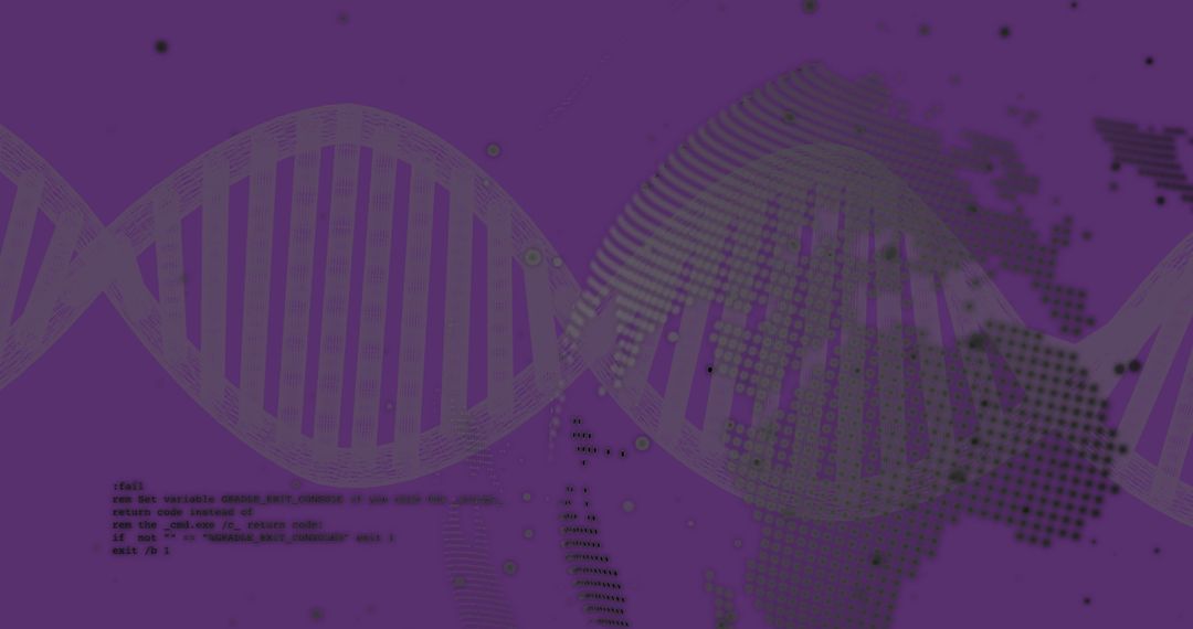 Digital DNA Strand Overlapping World Map and Data Visualization