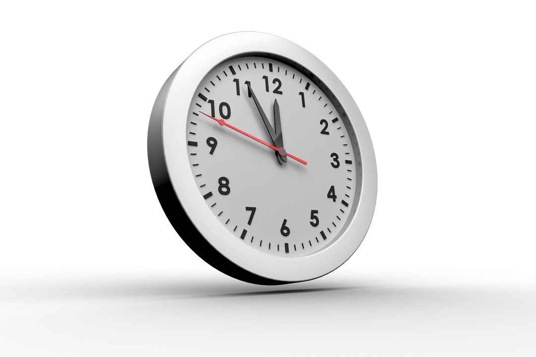 White Round Wall Clock Illustration on Transparent Background - Download Free Stock Images Pikwizard.com