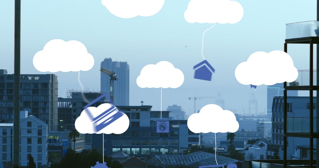 Digital Cloud Computing Over Urban Cityscape