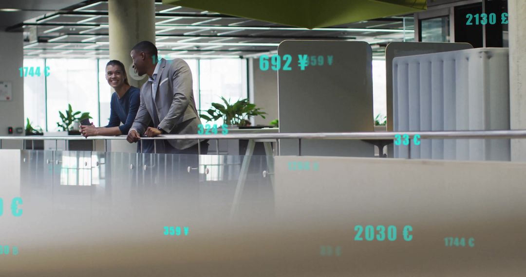 Diverse Business Professionals Analyzing Global Financial Data in Modern Office