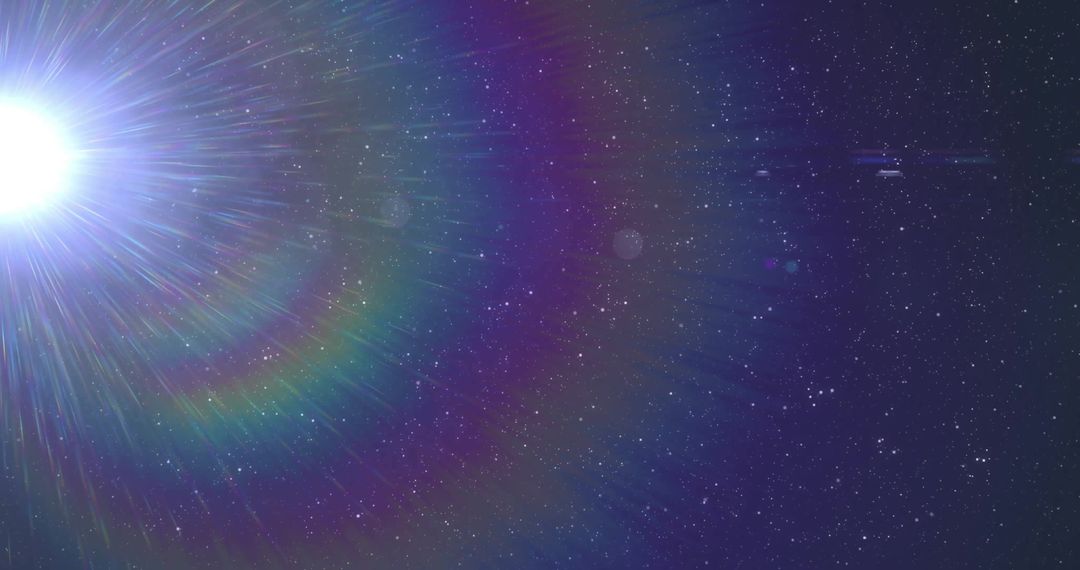 Colorful Light Trails on Dark Starry Background