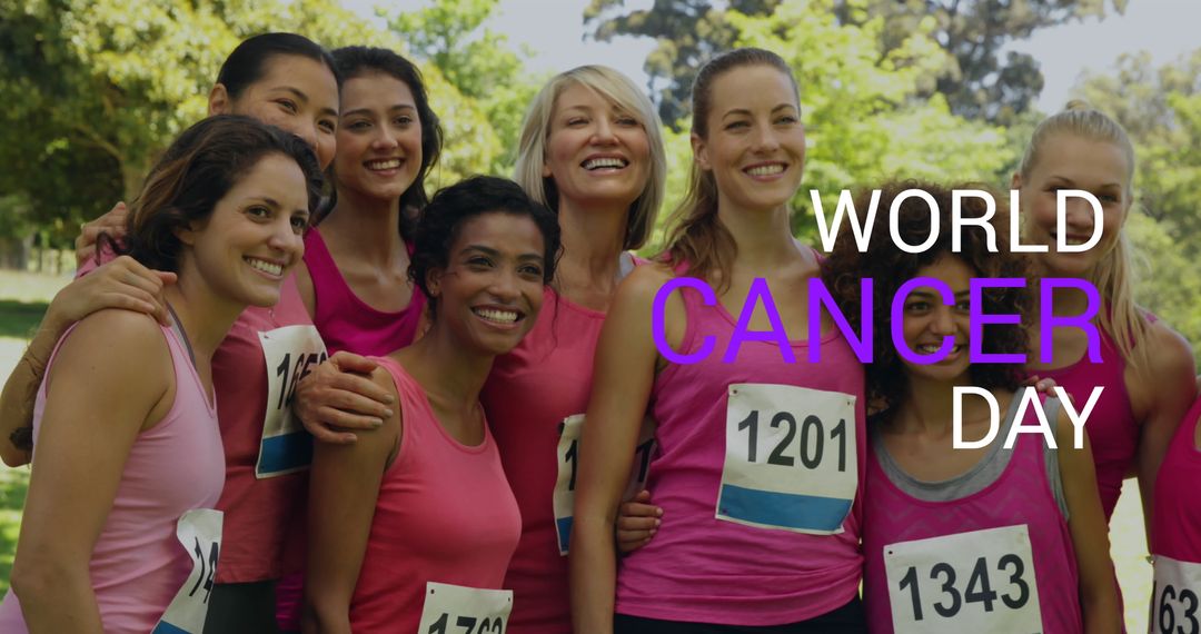 Diverse Group of Women Supporting World Cancer Day Outdoors