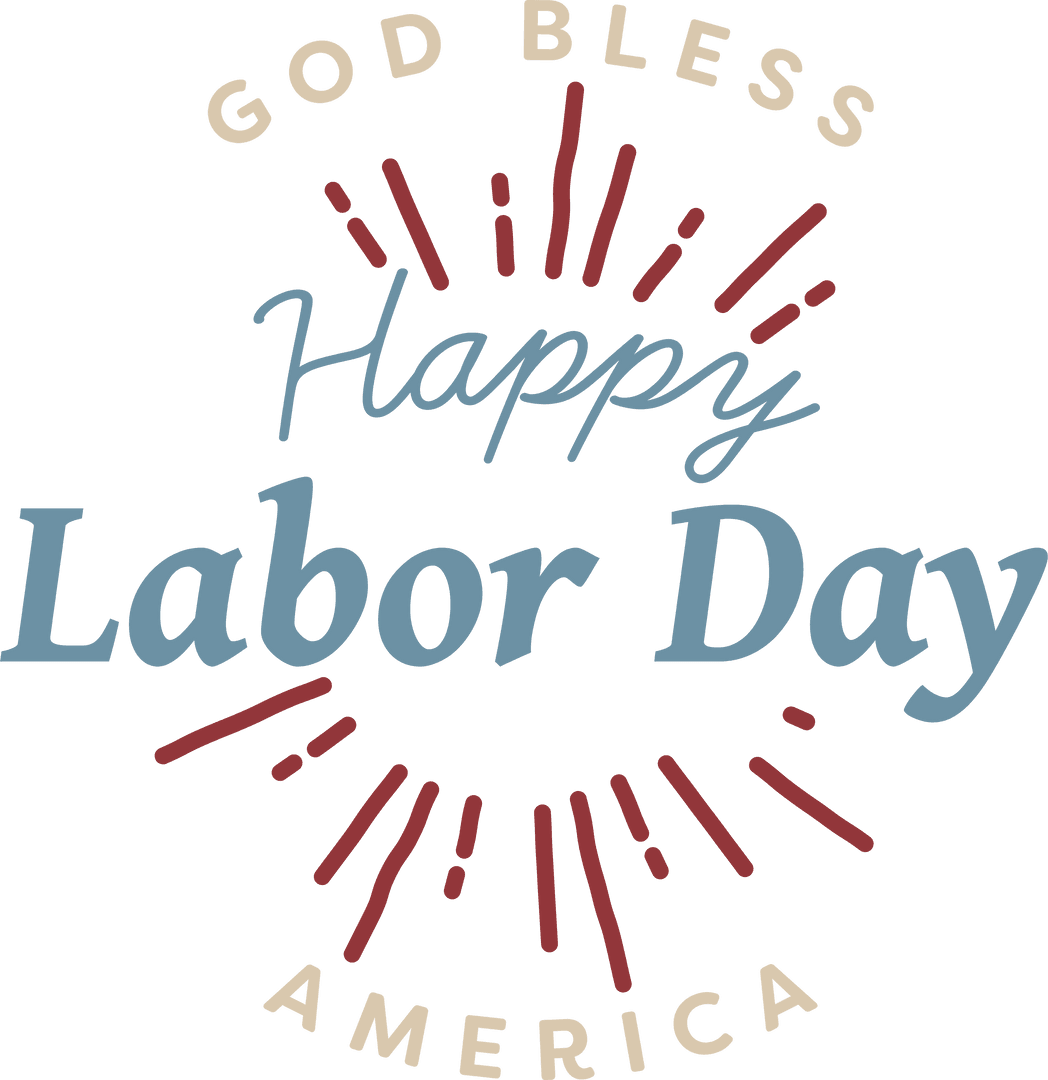 God Bless America: Happy Labor Day Text on Transparent