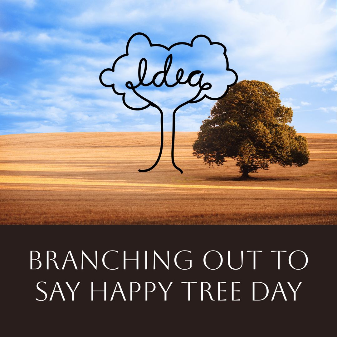 Celebrating Happy Tree Day in Open Field with Lone Tree - Download Free Stock Images Pikwizard.com