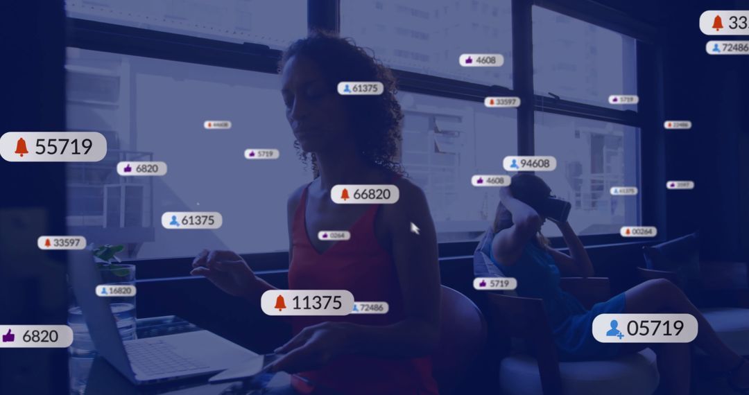 Women Connecting Through Social Media in Tech-Savvy Office