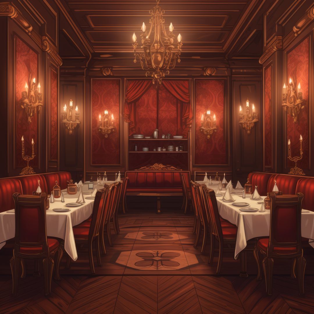 General view of fancy traditional restaurant interiors, created using generative ai technology - Free Images, Stock Photos and Pictures on Pikwizard.com