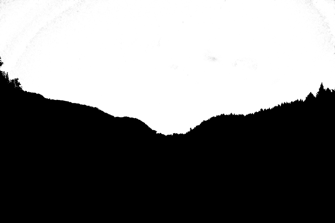 Mountain Silhouette with Trees on Transparent Background