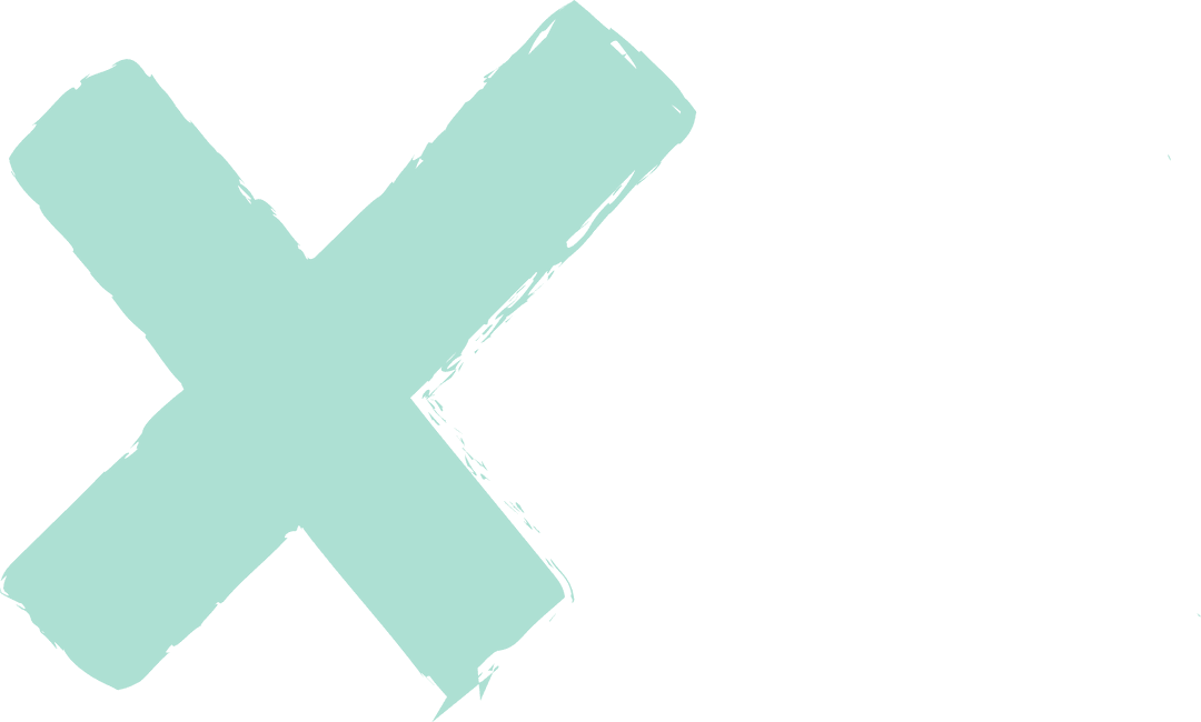 Mint Green Brushstroke X on Transparent Layer