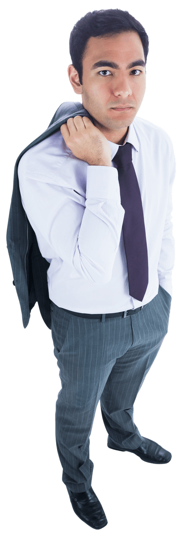 Confident Biracial Businessman on Transparent Background in Formal Attire
