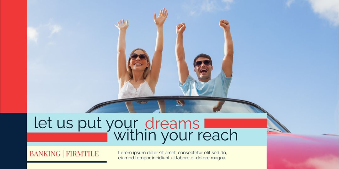 Joyful Couple Celebrating Financial Freedom with Raised Hands