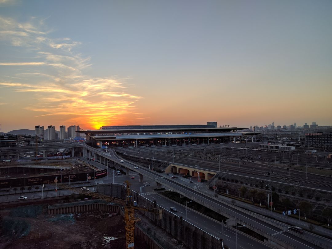 Sunset Skyline at Modern Train Station - Free Images, Stock Photos and Pictures on Pikwizard.com