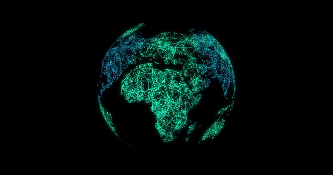 Digital Network Globe Communications Black Background
