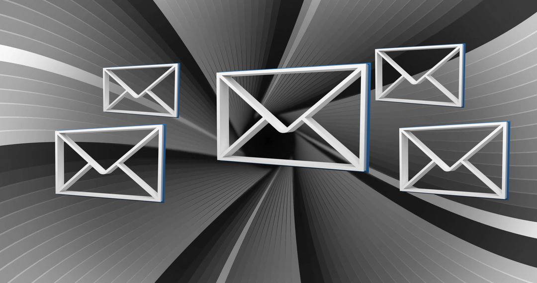 Digital Email Icons on Abstract Grey Background