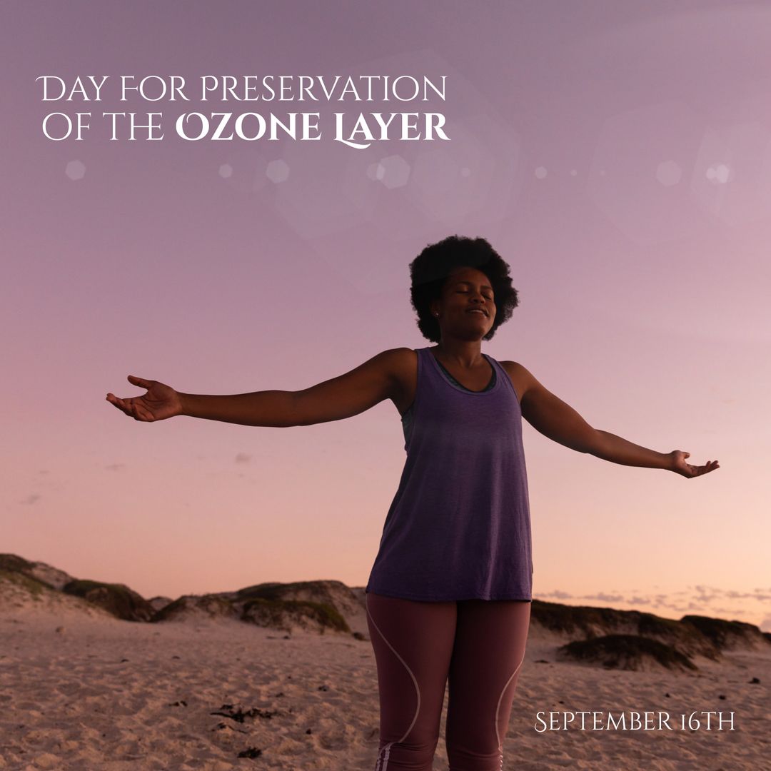 Peaceful Meditating African American Woman on Beach at Sunset