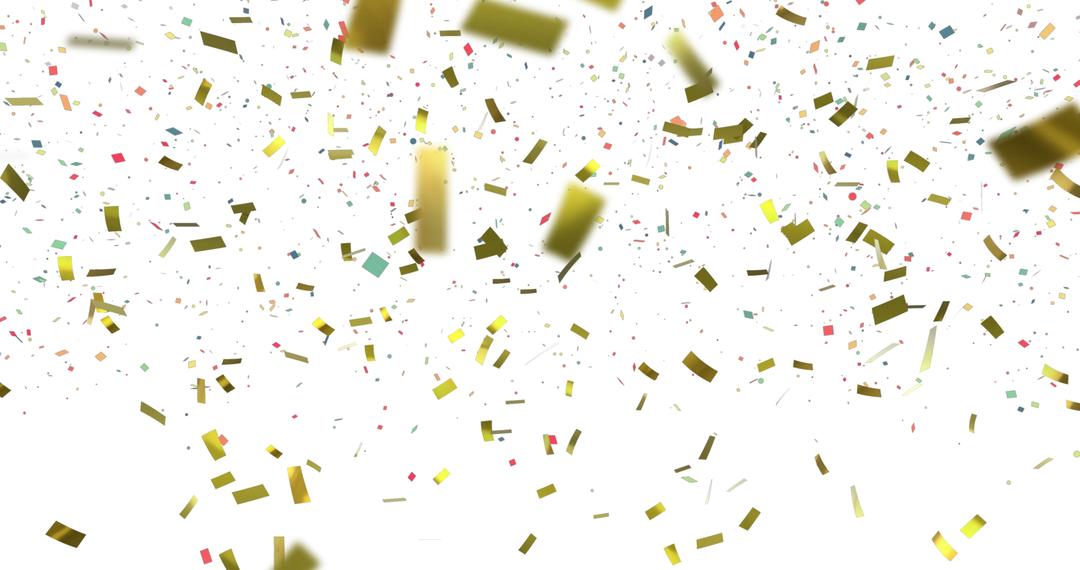 Golden Confetti Falling on White Background Celebrating Parties - Free Images, Stock Photos and Pictures on Pikwizard.com