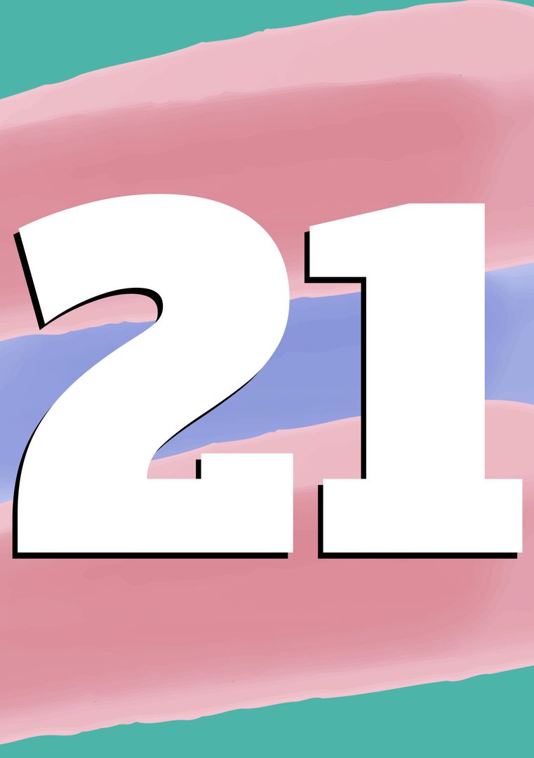 Bold Number 21 Against Transgender Flag Colors for 21st Birthday - Download Free Stock Templates Pikwizard.com