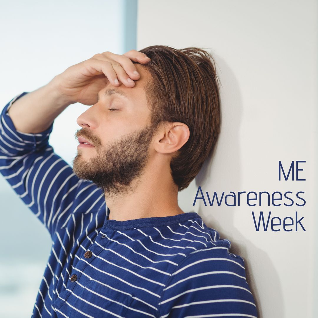 Exhausted Man Raising Awareness for Myalgic Encephalomyelitis