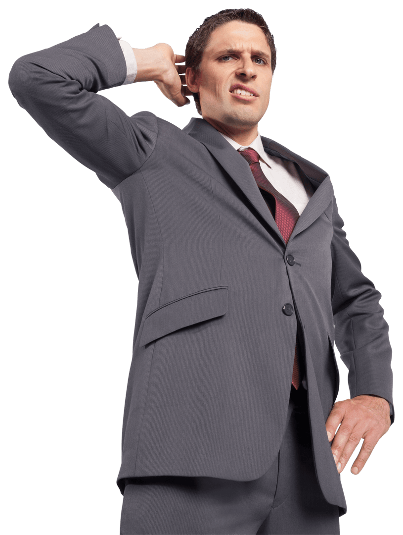 Stressed Businessman Grimacing Expression Transparent Background