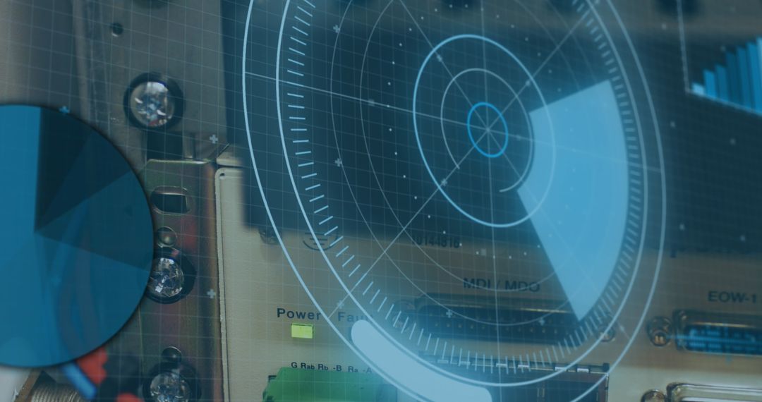 Futuristic Digital Interface Overlaid on Server Equipment