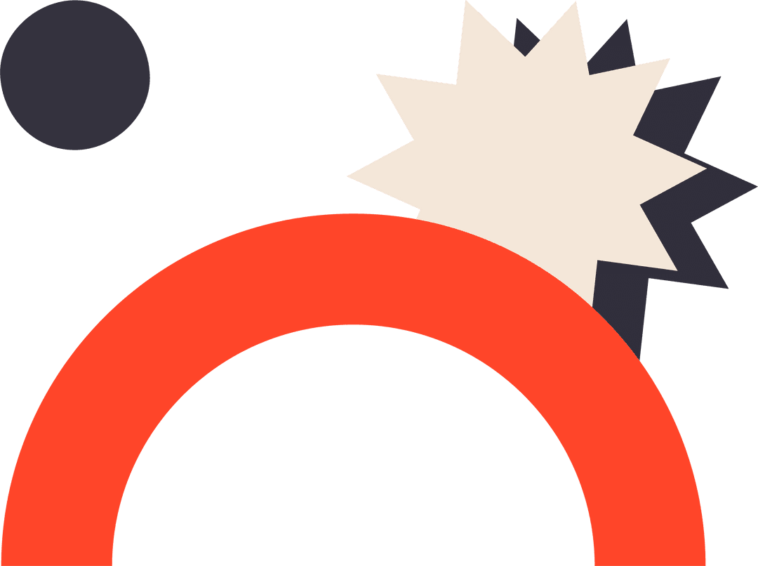 Abstract Transparent Geometric Composition with Red Semicircle