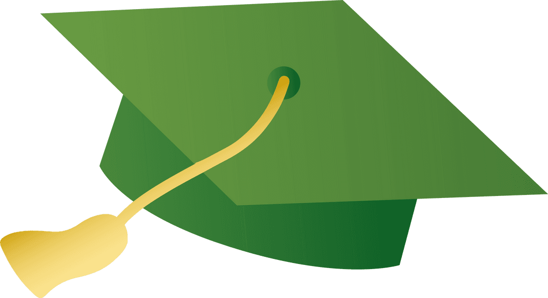 Transparent Green Graduation Cap with Tassel Illustration