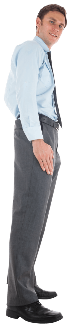 Confident Businessman Standing in Grey Suit on Transparent Background