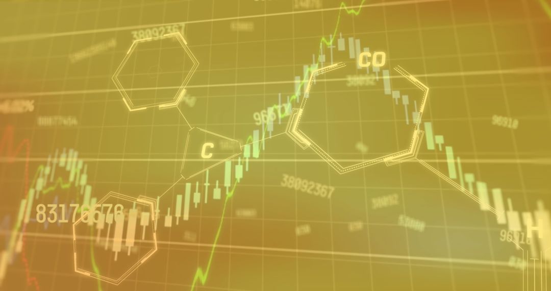 Digital Graphs and Molecular Structures on Gradient Background