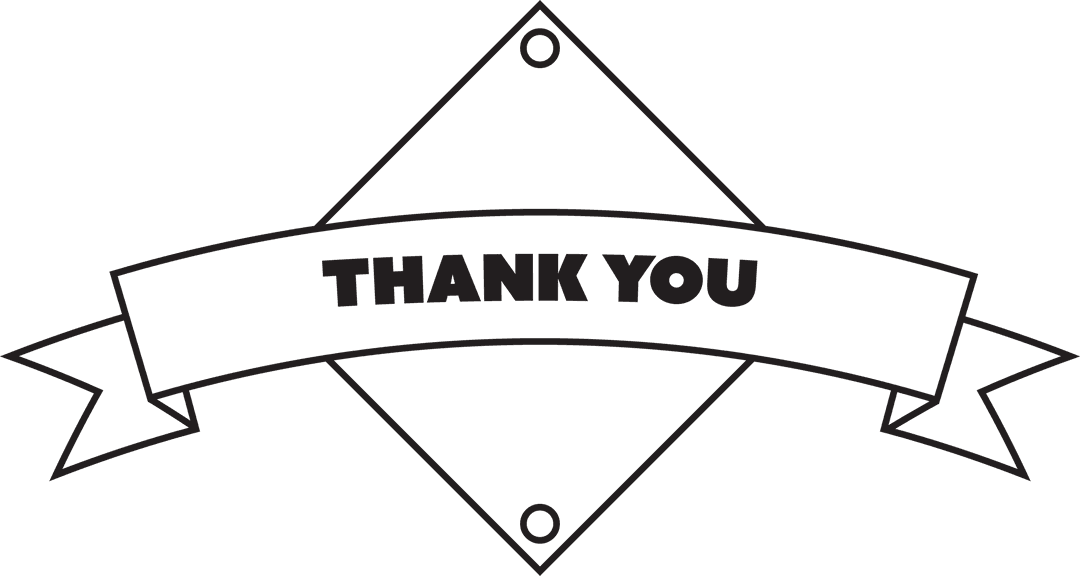 Elegant Thank You Ribbon Banner with Transparent Background