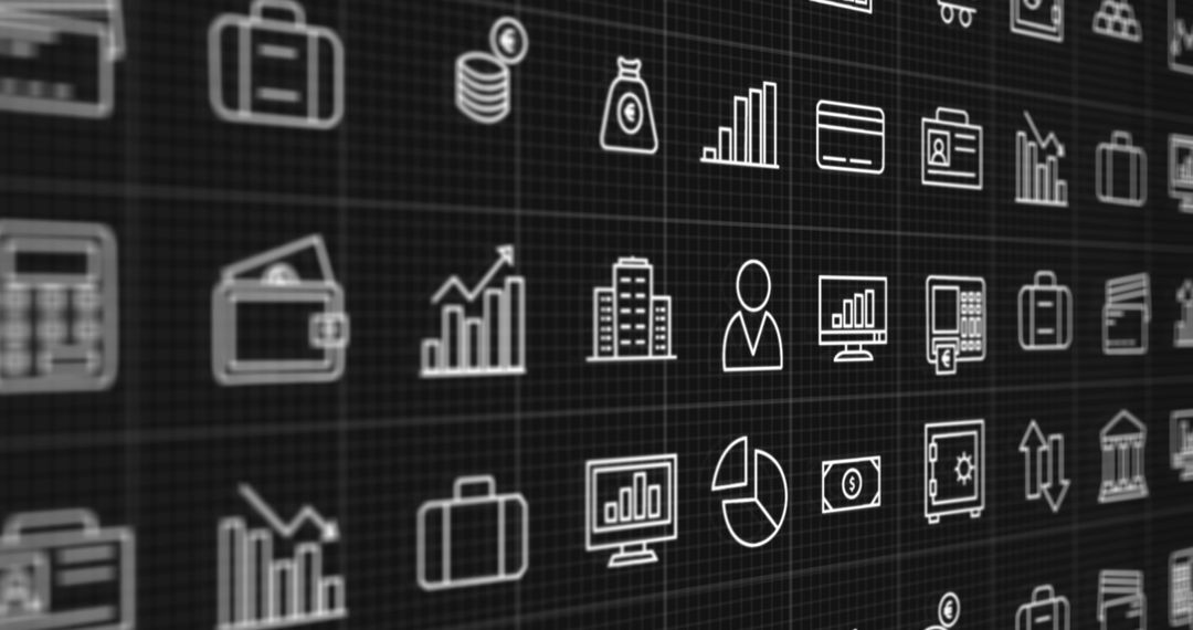 Business and Finance Icons on Digital Interface