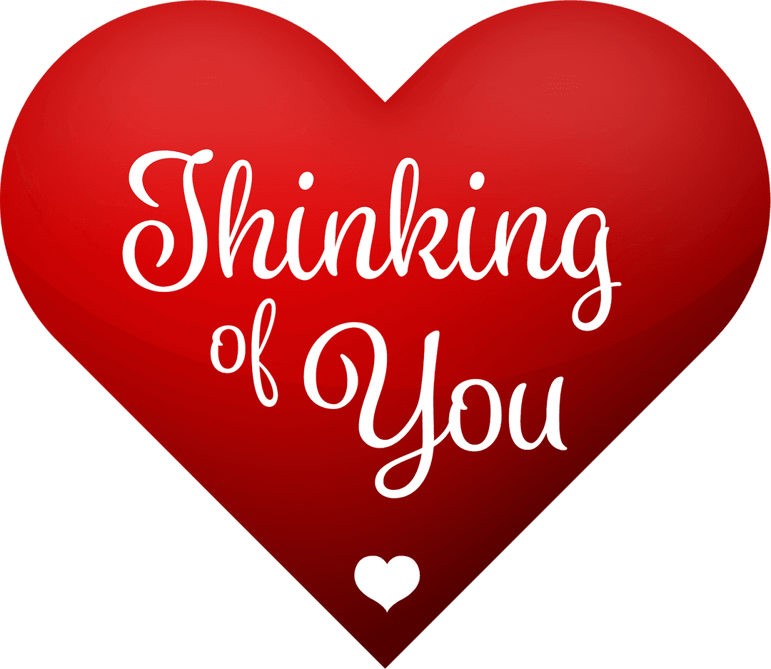 Transparent Red Heart with Romantic Text for Valentine's Day