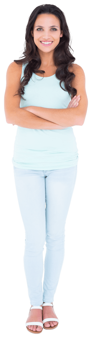 Smiling Woman with Folded Arms Transparent Background