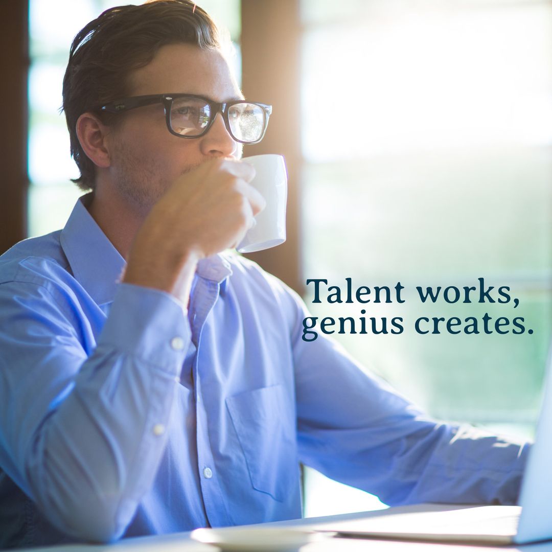 Focused Professional Sipping Coffee Promoting Productivity