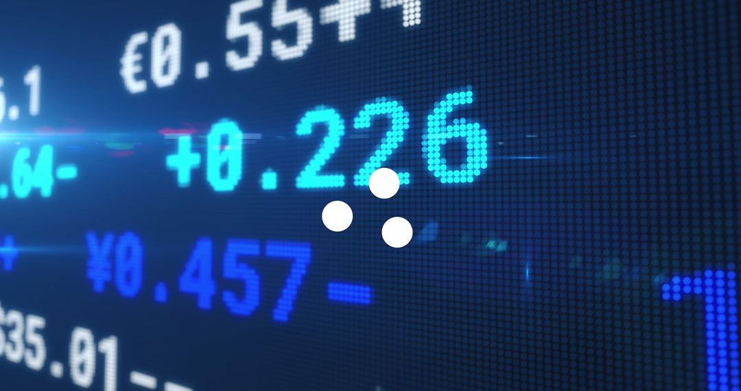 Digital Display Showing Stock Market Indices and Data