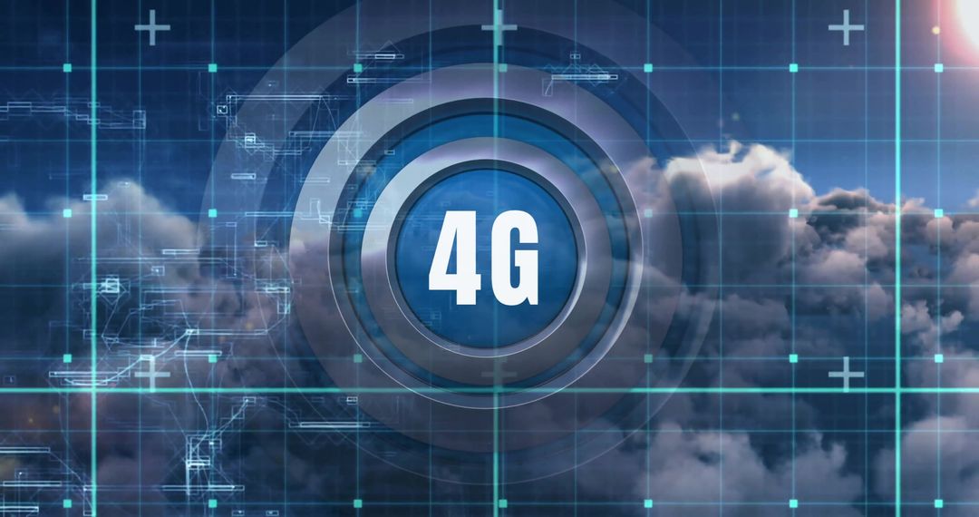 Digital 4G Connectivity Concept with Futuristic Grid and Clouds