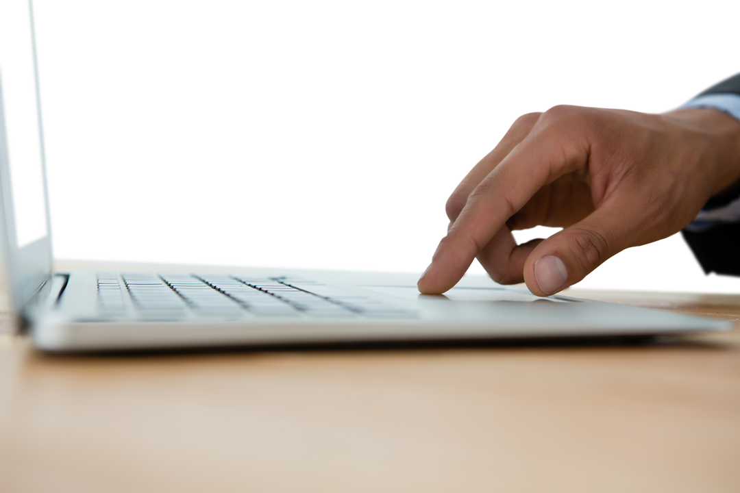 Transparent Hand Using Laptop on Wooden Desk in Workspace - Download Free Stock Images Pikwizard.com