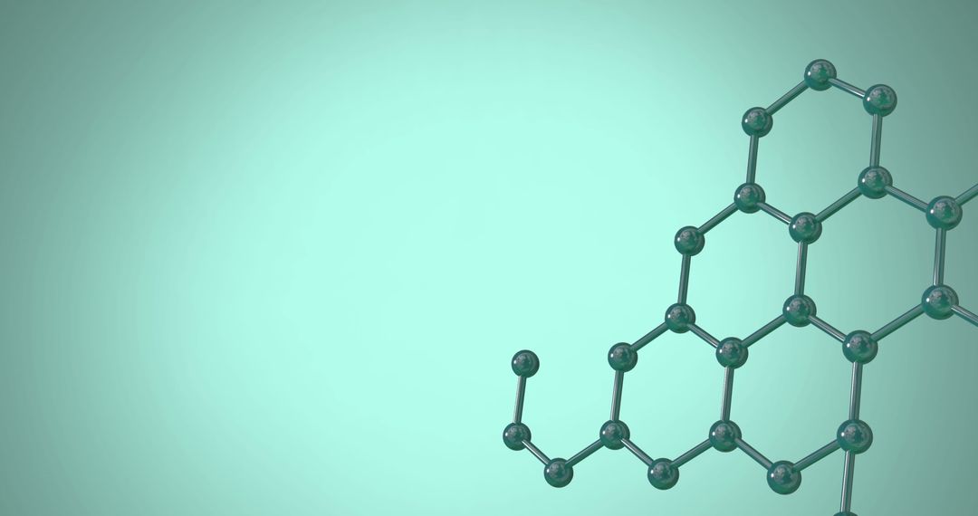 3D Molecular Structure Against Green Background in Digital Design