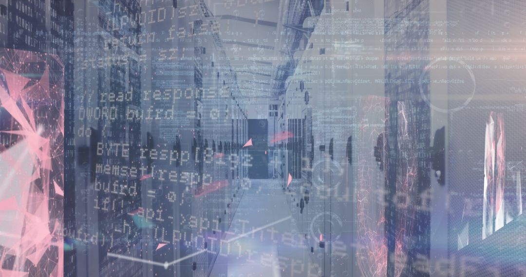 Futuristic Digital Network with Data and Servers Overlay