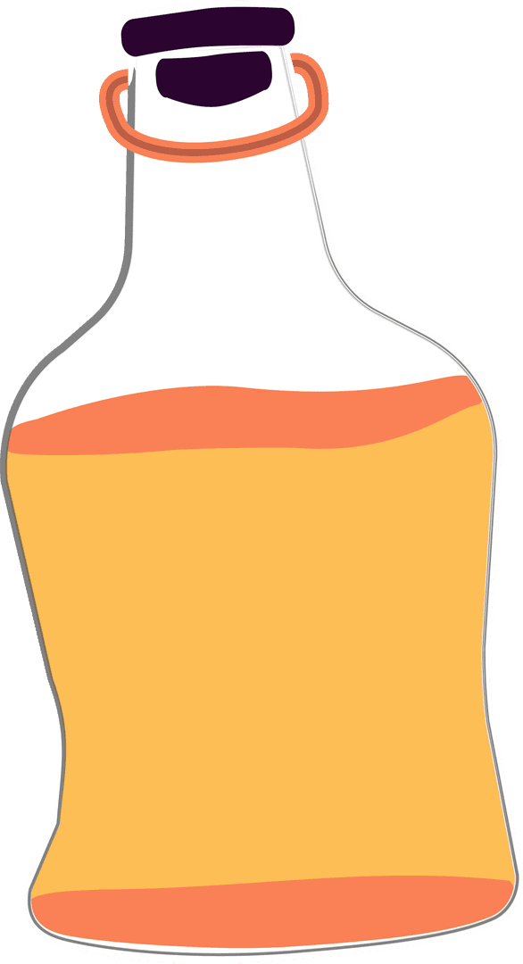 Transparent Flat Design Bottle with Yellow Liquid