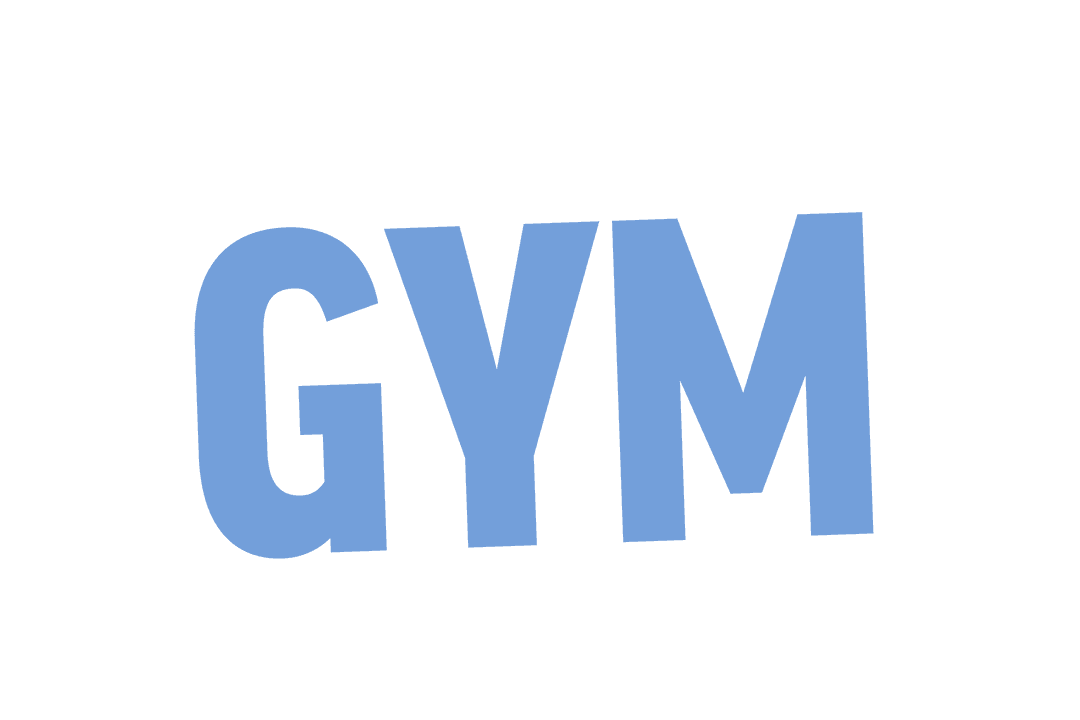 Blue Graphic Gym Text Logo on Transparent Background