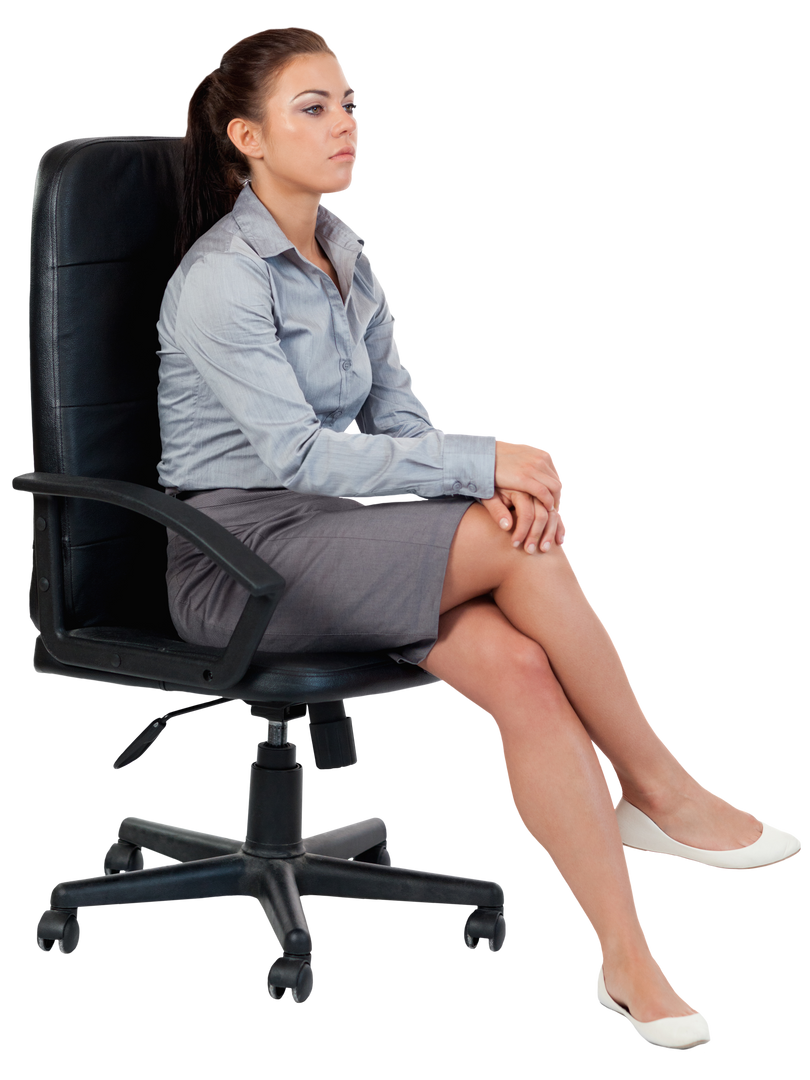 Transparent Portrait Seressage Businesswoman Sitting on Office Chair - Download Free Stock Images Pikwizard.com