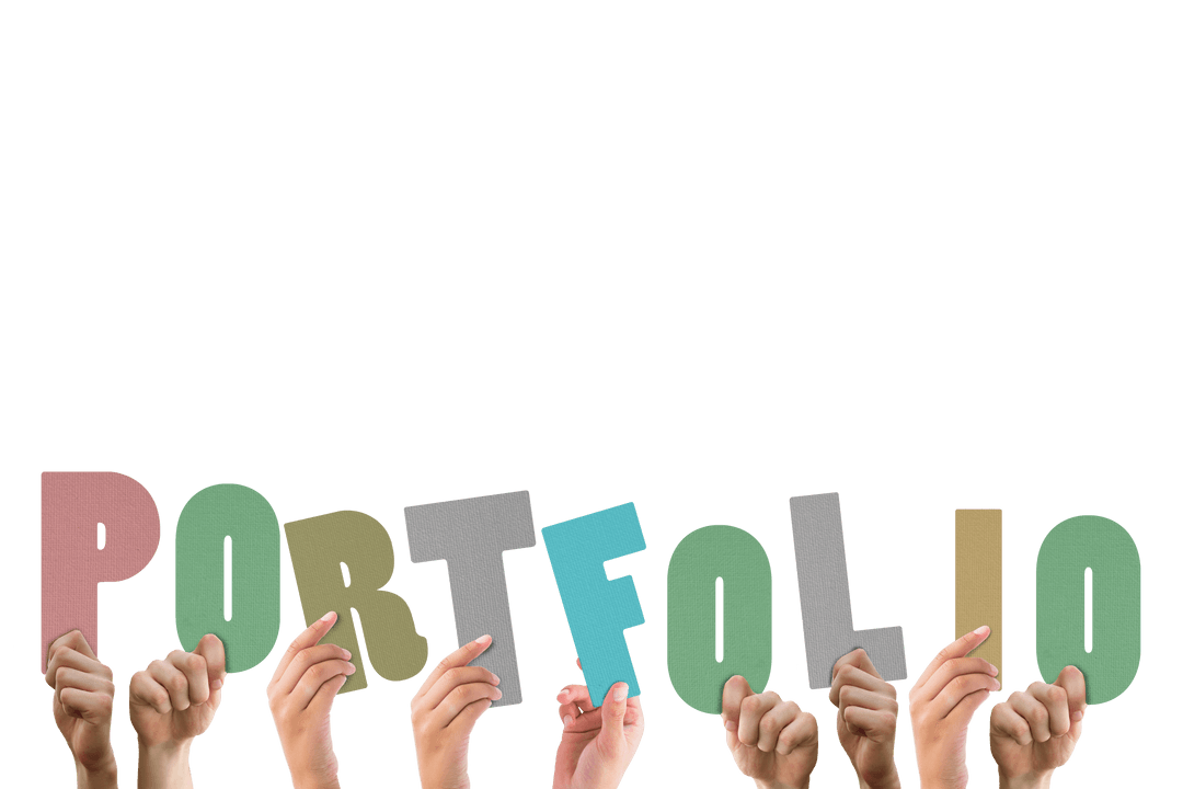 Transparent Portfolio Letters Held by Diverse Hands