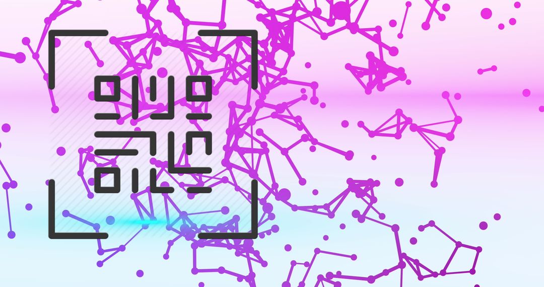 Digital QR Code with Network and Technology Themes