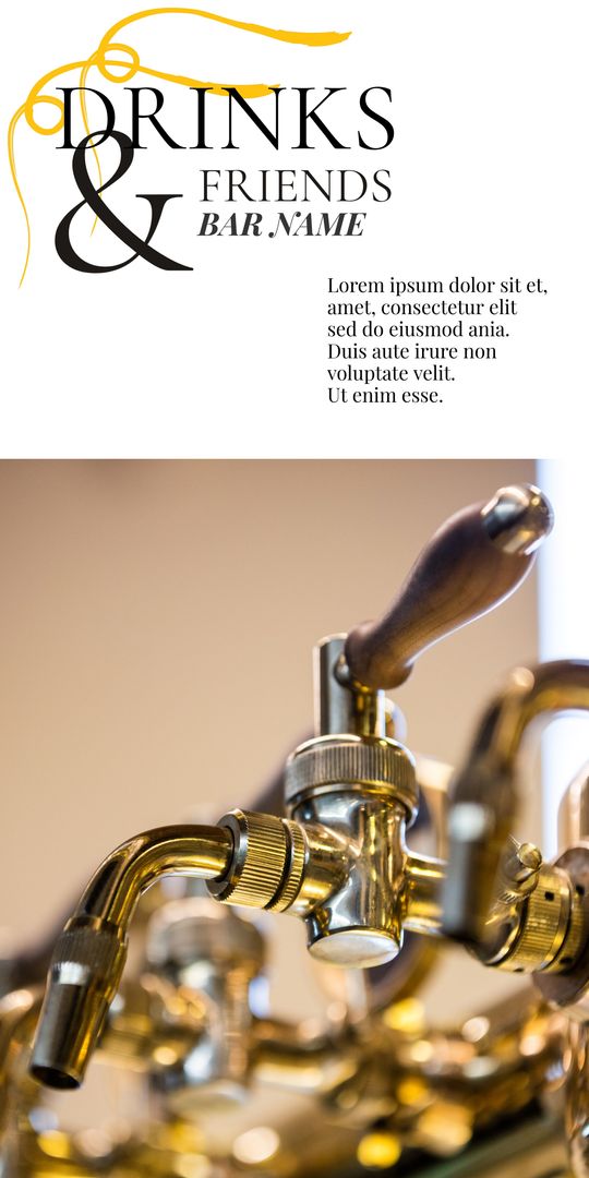 Beer Taps in Relaxed Bar Setting with Elegant Typography