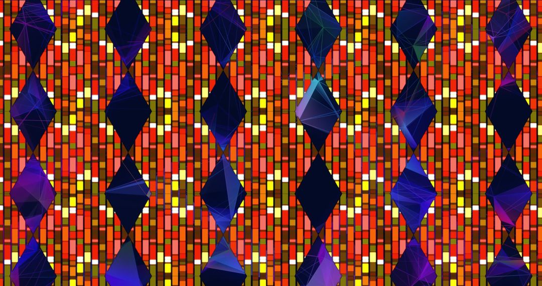 Retro Futurism Geometric Art on Vibrant Mesh Background
