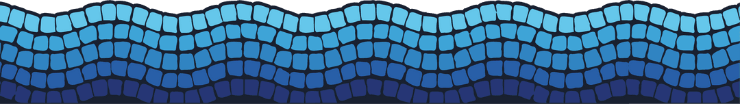 Blue Tile Wave Mosaic Border on Transparent Background