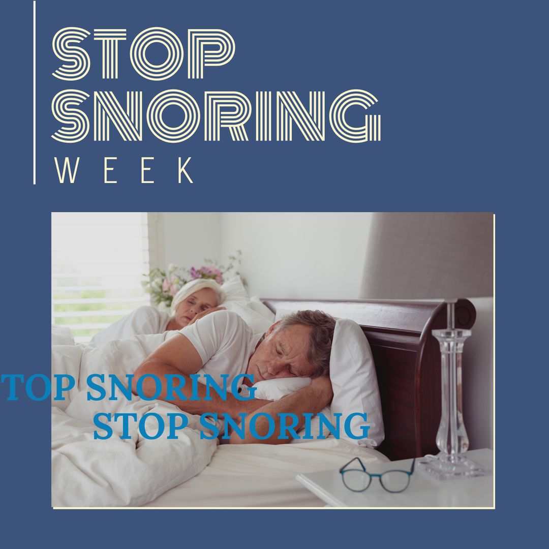 Senior Couple in Bed for Stop Snoring Week Campaign - Download Free Stock Templates Pikwizard.com