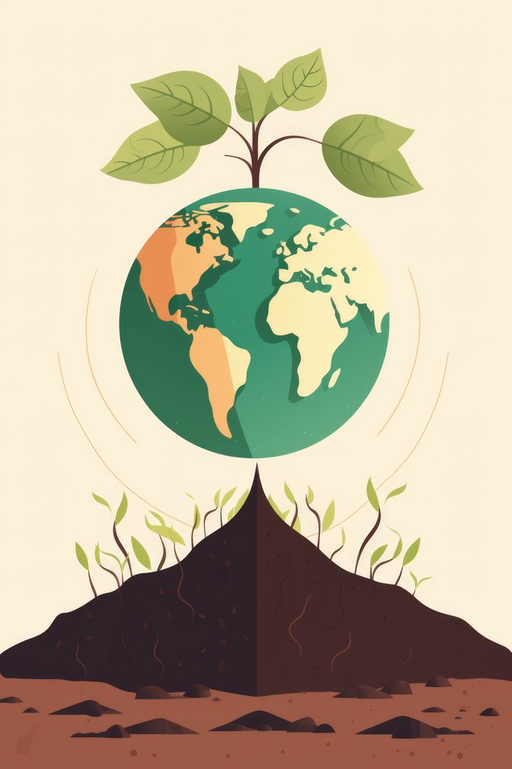 Growth of Earth Concept with Leaves and Soil Illustration - Free Images, Stock Photos and Pictures on Pikwizard.com
