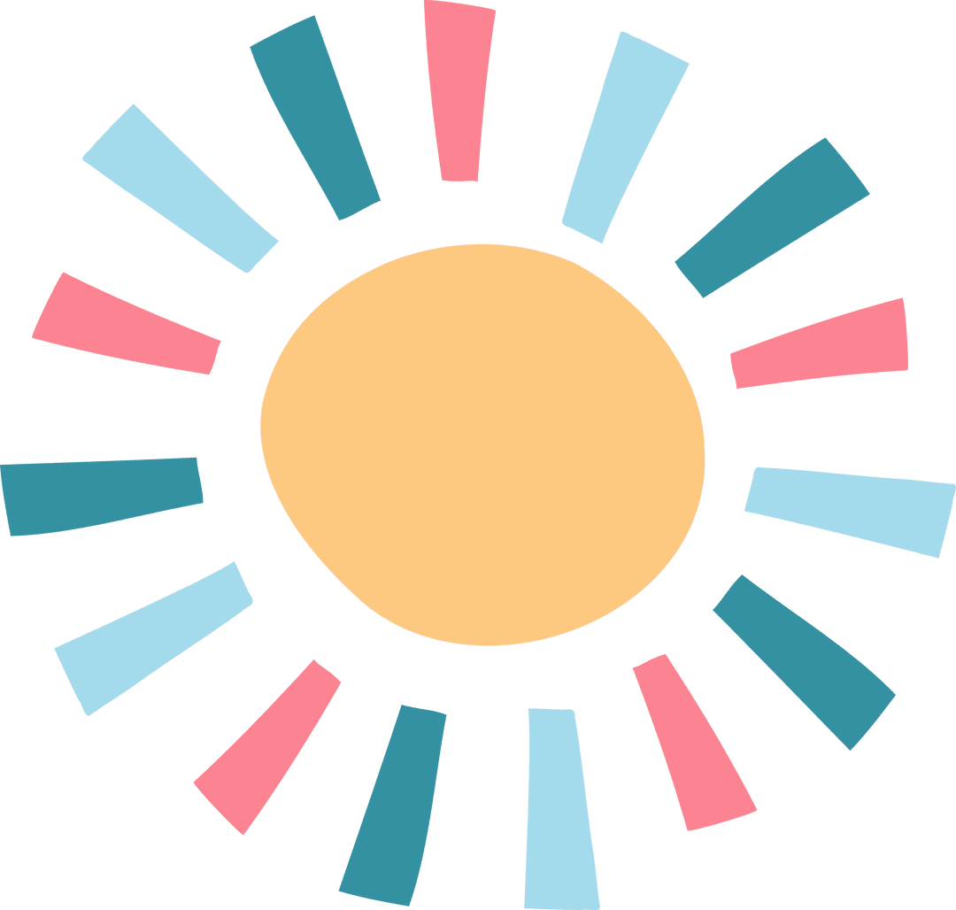 Colorful Abstract Sun with Radiant Lines on Transparent Background