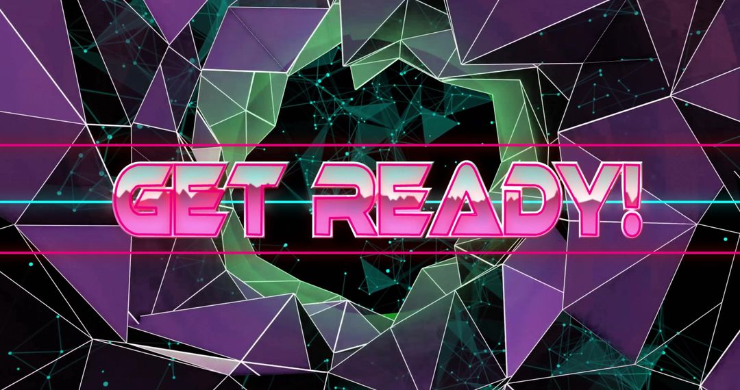 Retro Futuristic Get Ready Text with Digital Network Background
