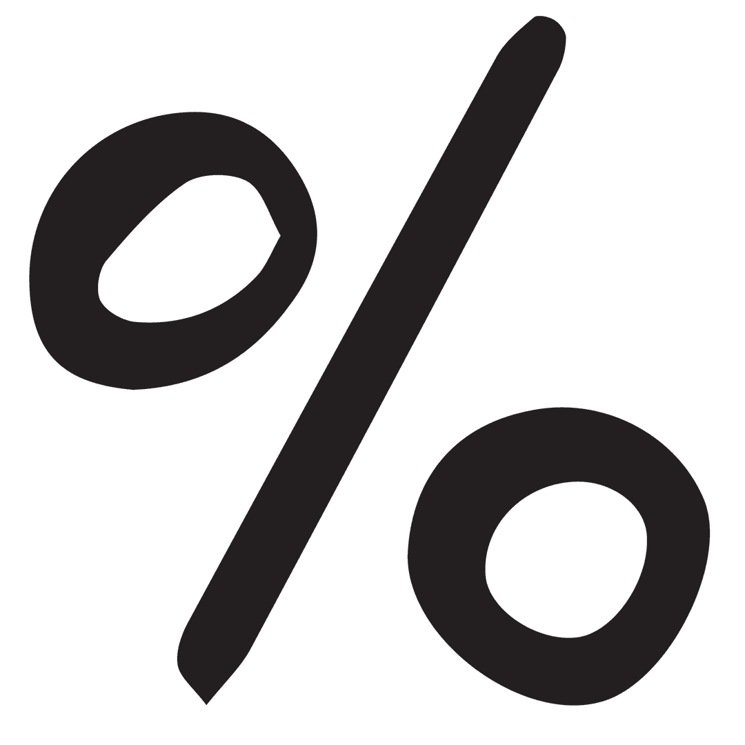 Digital Percent Symbol Illustration on Transparent Background